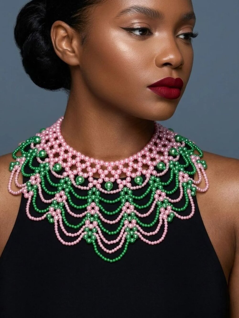 Hand-Woven Waterfall Bib Pearl Necklace